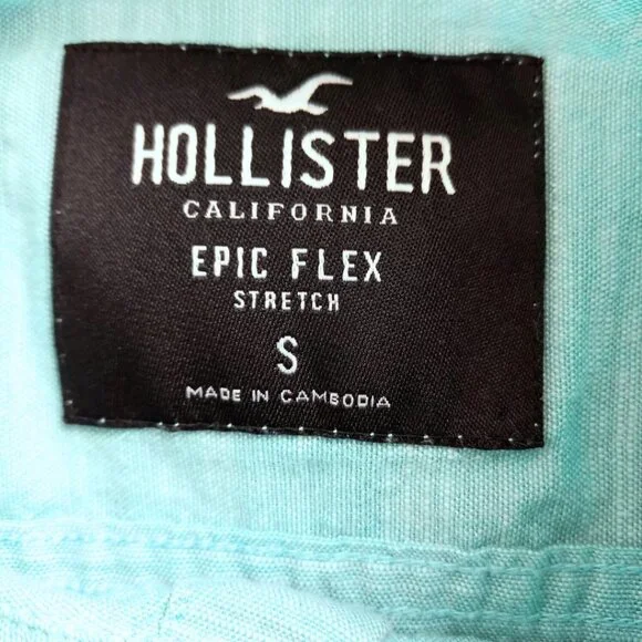Hollister Aqua Blue Short Sleeve Shirt - Men's Size S - Picture 7 of 8